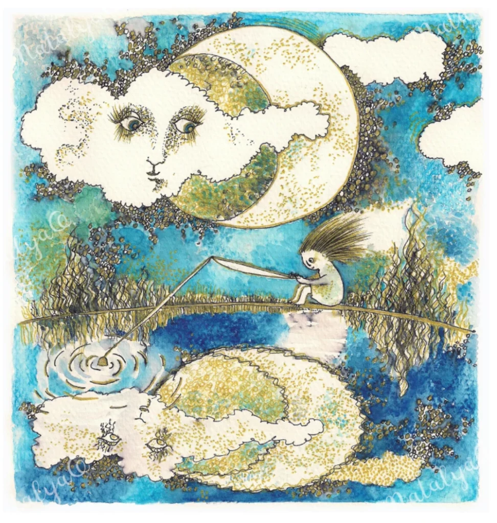 natalyaoart NatalyaO Natalia Okoń-Rudnicka Michaś i Księżyc Chmurka