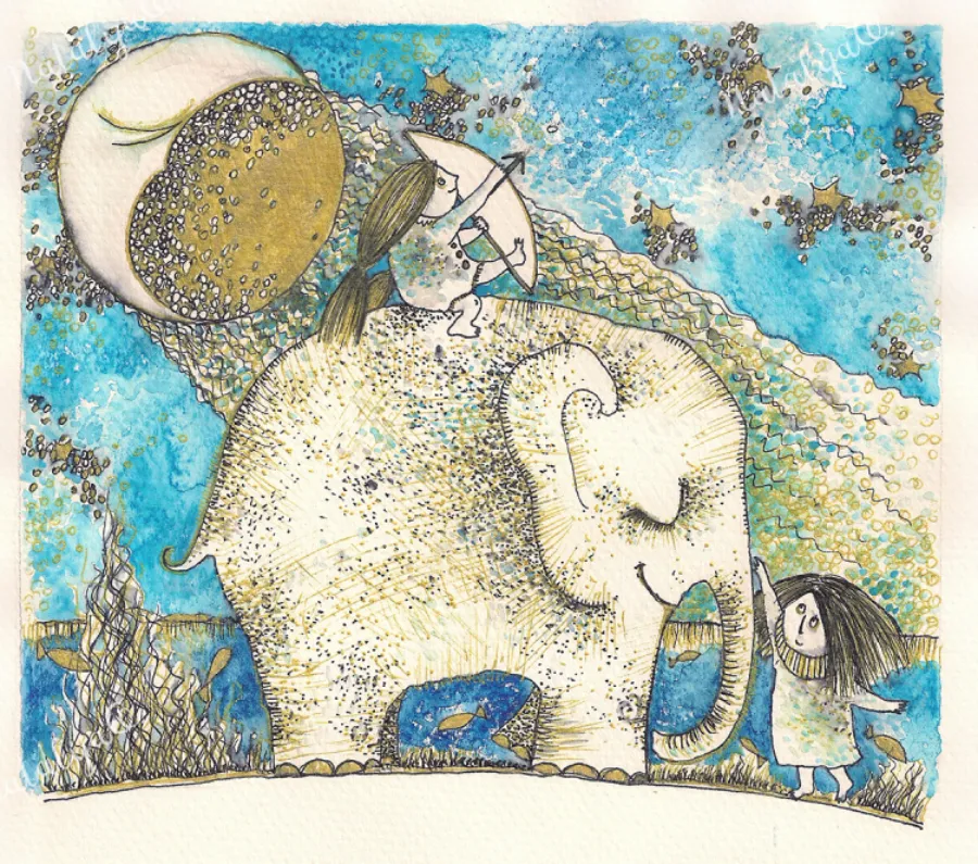 natalyaoart NatalyaO Natalia Okoń-Rudnicka Michaś i Księżyc Słoń